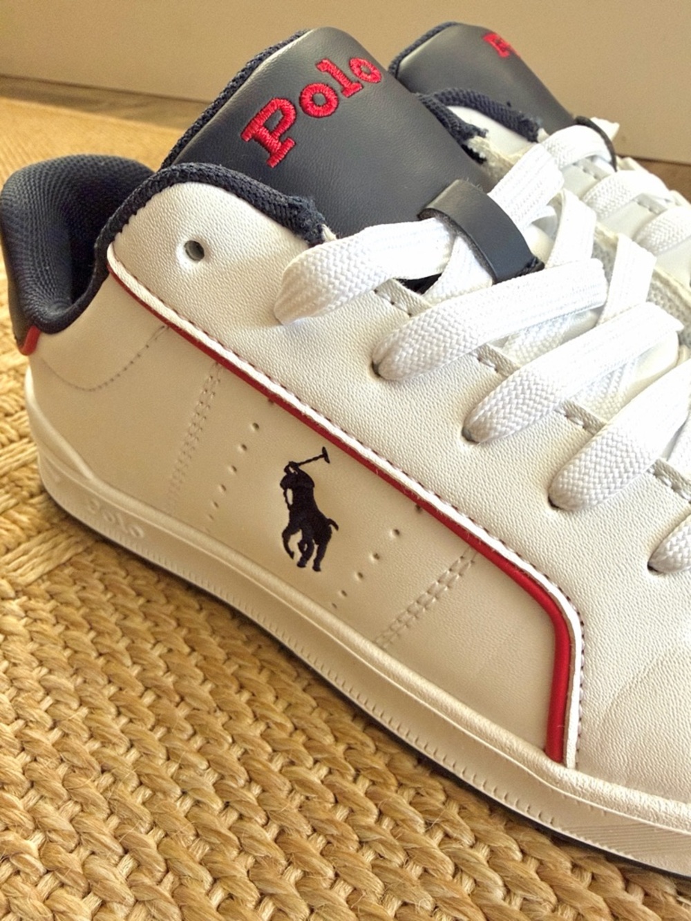Polo Ralph Lauren Girls’ White/Navy Sneakers Heritage Court III—2 - Picture 11 of 13